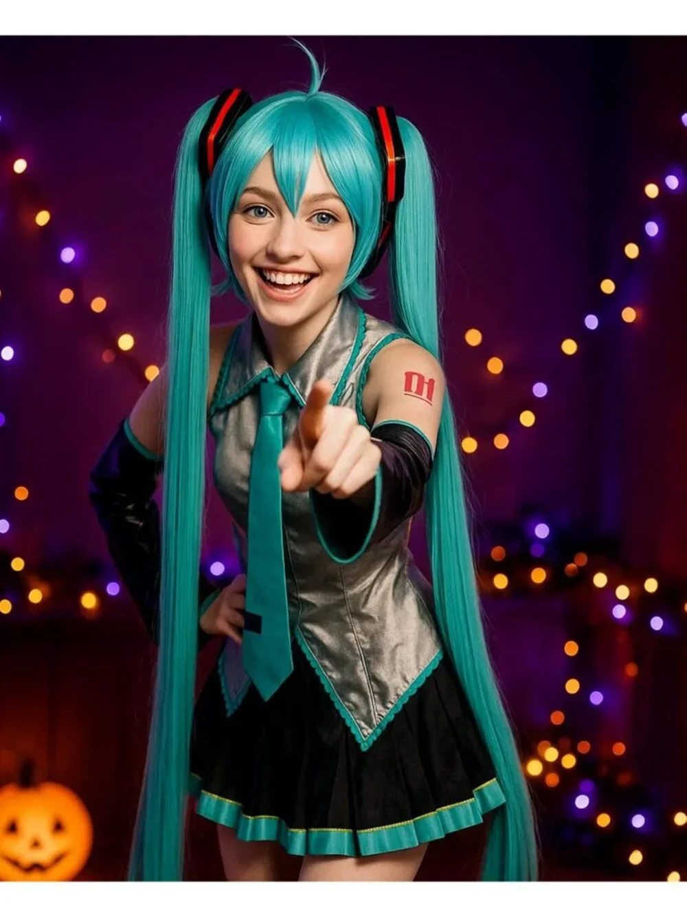 Women's Blue Green Cosplay Convenient Set Include Adjustable Wig Cap Headpiece